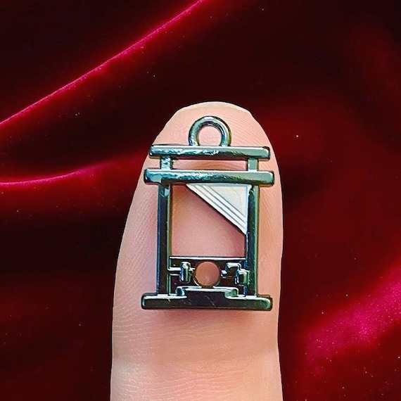 1pc TINY GUILLOTINE CHARM .5" Gothic Pendant Miniature Halloween Jewelry Gunmetal Finish