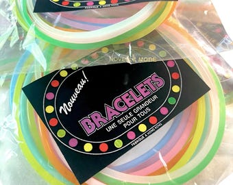 Retro Jelly Bracelets Vintage Style Gummy Bangles 1980s Label Glow In The Dark or Glitter Gen X Throw Back