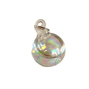 1pc SOAP BUBBLE PENDANT Liquid + Glass Charm Mesmerizing Lovely Soapy Orb Delicate Rainbow Hand Blown Jewelry