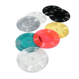 ミニチュアプラスチックレコード 2個 1.25インチ 小さな人形サイズのミニレコードチャーム ペアをお選びください 限定在庫
