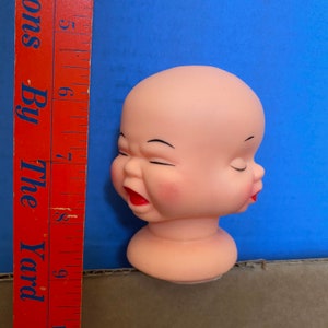 CRAZY DOLL HEAD Vintage Plastic Three Face Doll Parts Triple Expression Odd Display Freak Show Curio