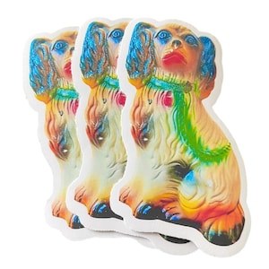 3 Stück HUNDE STATUE AUFKLEBER 5 cm Vintage Stil Stanzsiegel Mid Century Modern Karneval Preisetiketten Exklusives Design