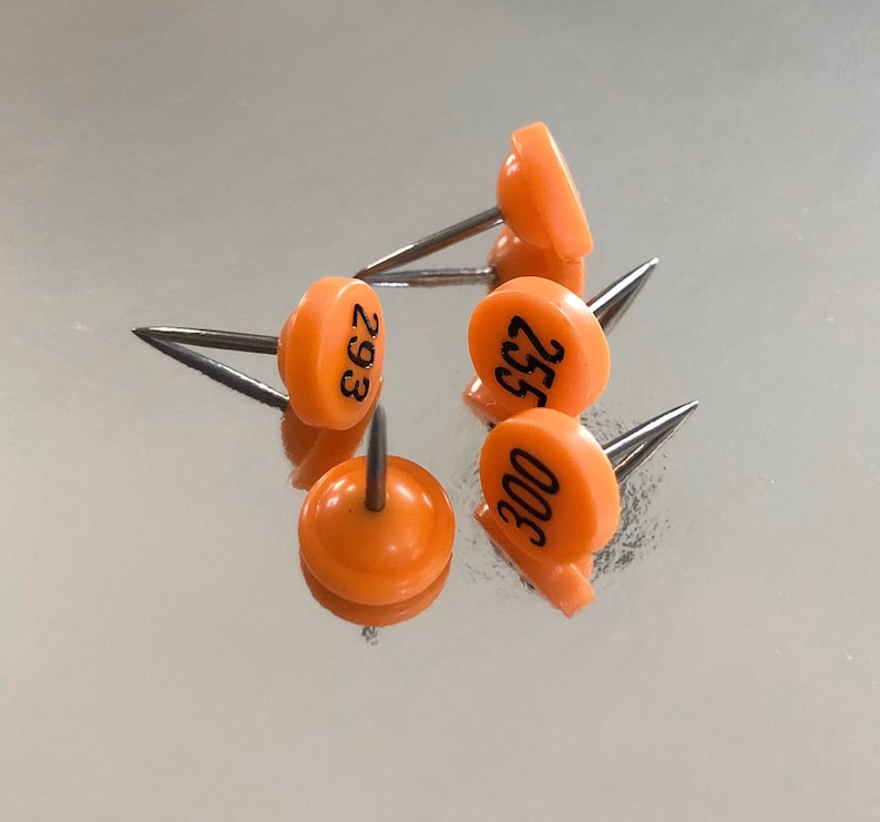 NUMBERED MAP TACKS 5pcs Vintage 1960s Push Pins Retro Office Etsy