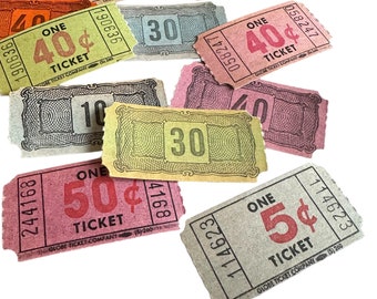 10pcs VINTAGE TICKETS MIX Mystery Pick Rare Ornate Back Carnival Fair Attraction Paper Ephemera Very Limited Stock