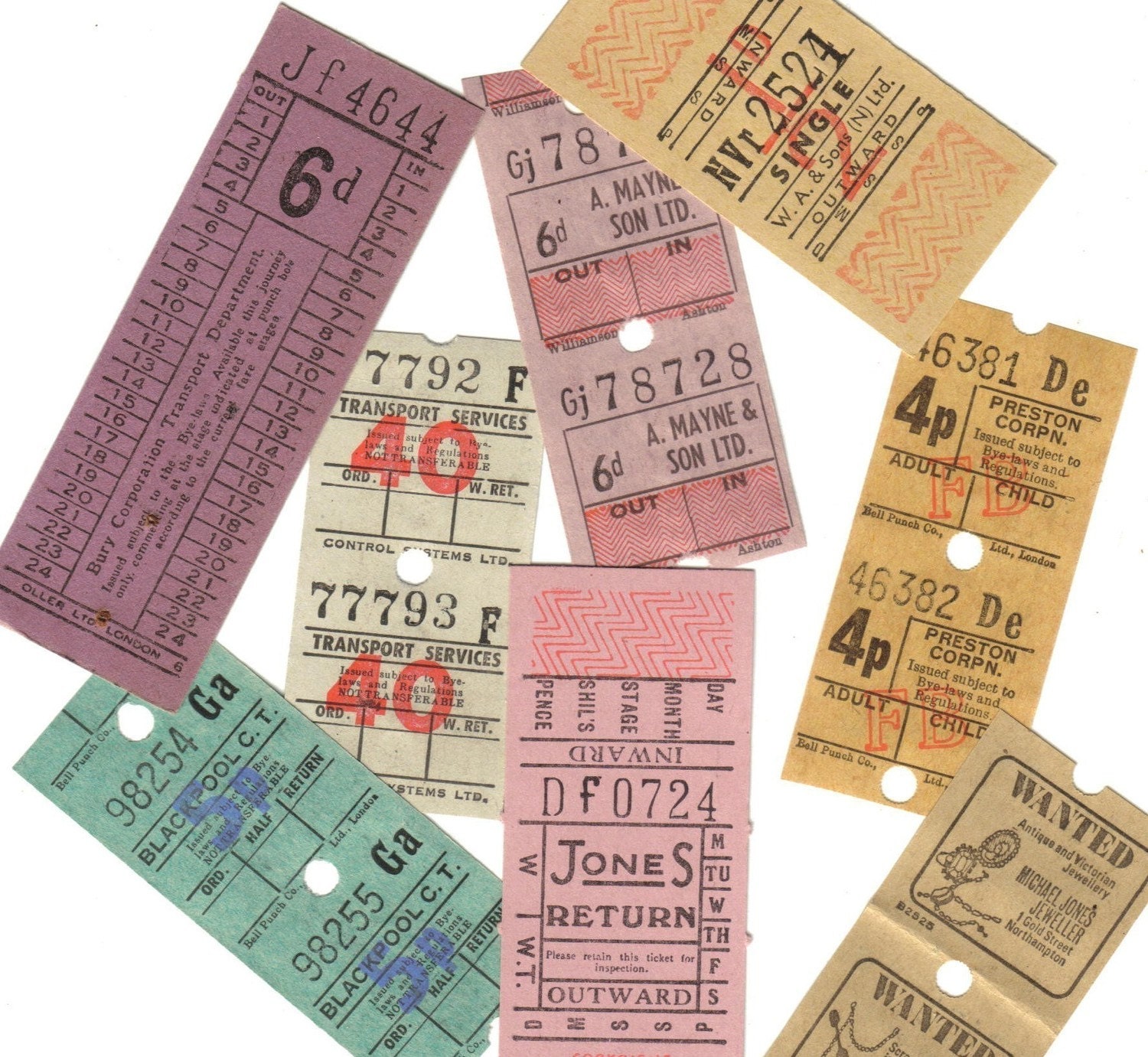 10pcs british trolley tickets vintage bus tickets authentic assortment