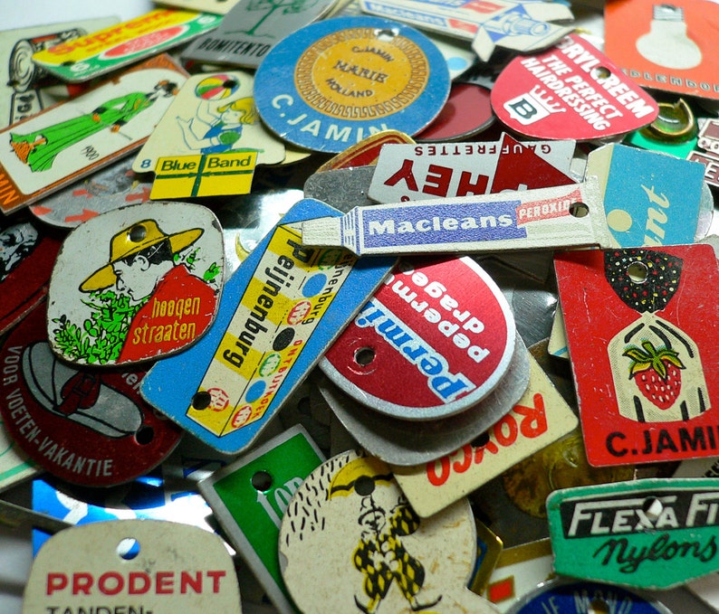 10pcs RECYCLED ALUMINUM CHARMS Vintage Nordic 1960s70s Metal Painted