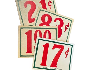4pcs OLD PRICE TAGS 3" Vintage Cardboard Display Signs Dusty + Aged Random Mix Limited Stock