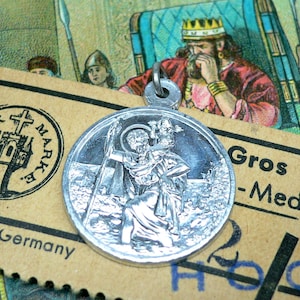 1個 聖クリストファー メダル ヴィンテージ 宗教的 司祭への呼びかけ ドイツ