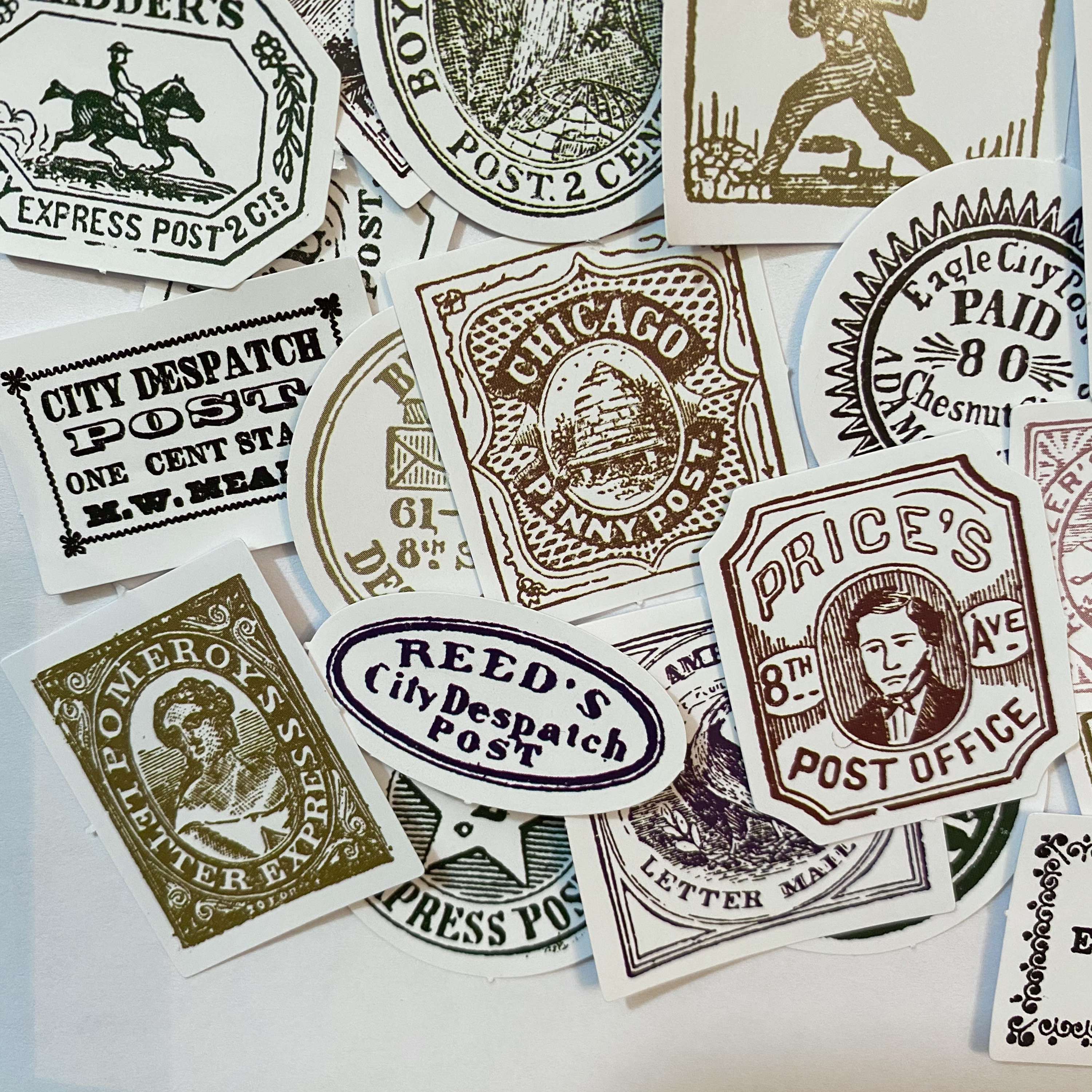 40pcs ANTIQUE STYLE POSTAGE Stickers Vintage Reproduction Etsy