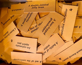 10pcs TINY NONSENSE CARDS • Vintage Game Pieces • Antique Nonsensical Phrases • Paper Ephemera Lot • Junk Journal Fun