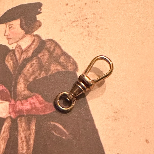 1 Antique German Clasp 3/4" Vintage Tiny Golden Swivel Pocket Watch Clip