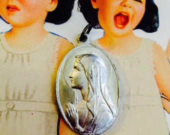 1pc VINTAGE LOURDES MEDAL Large Aluminum Religious Souvenir France