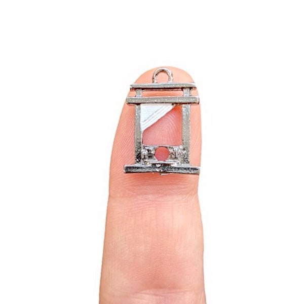 1pc TINY GUILLOTINE CHARM .5" Tiniest Creepy Halloween Spooky Pendant Gun Metal Finish Jewelry Miniature Super Limited Stock