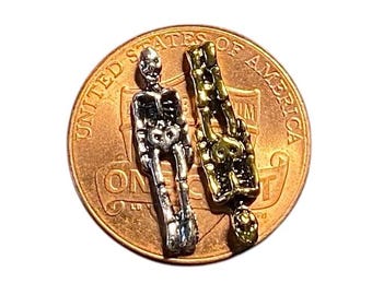 2 Micro Tiny Skeletons 16mm Metal Dollhouse Sized Bones Your Choice