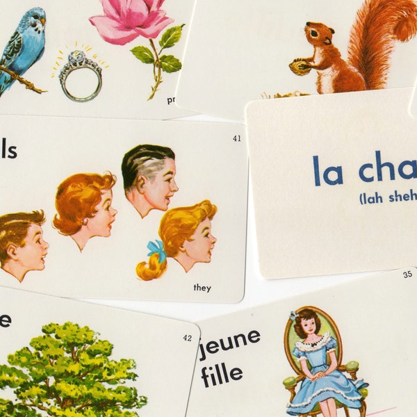 3pcs FRENCH FLASH CARDS 1960s Vintage Retro Parisian Goodness Last Chance