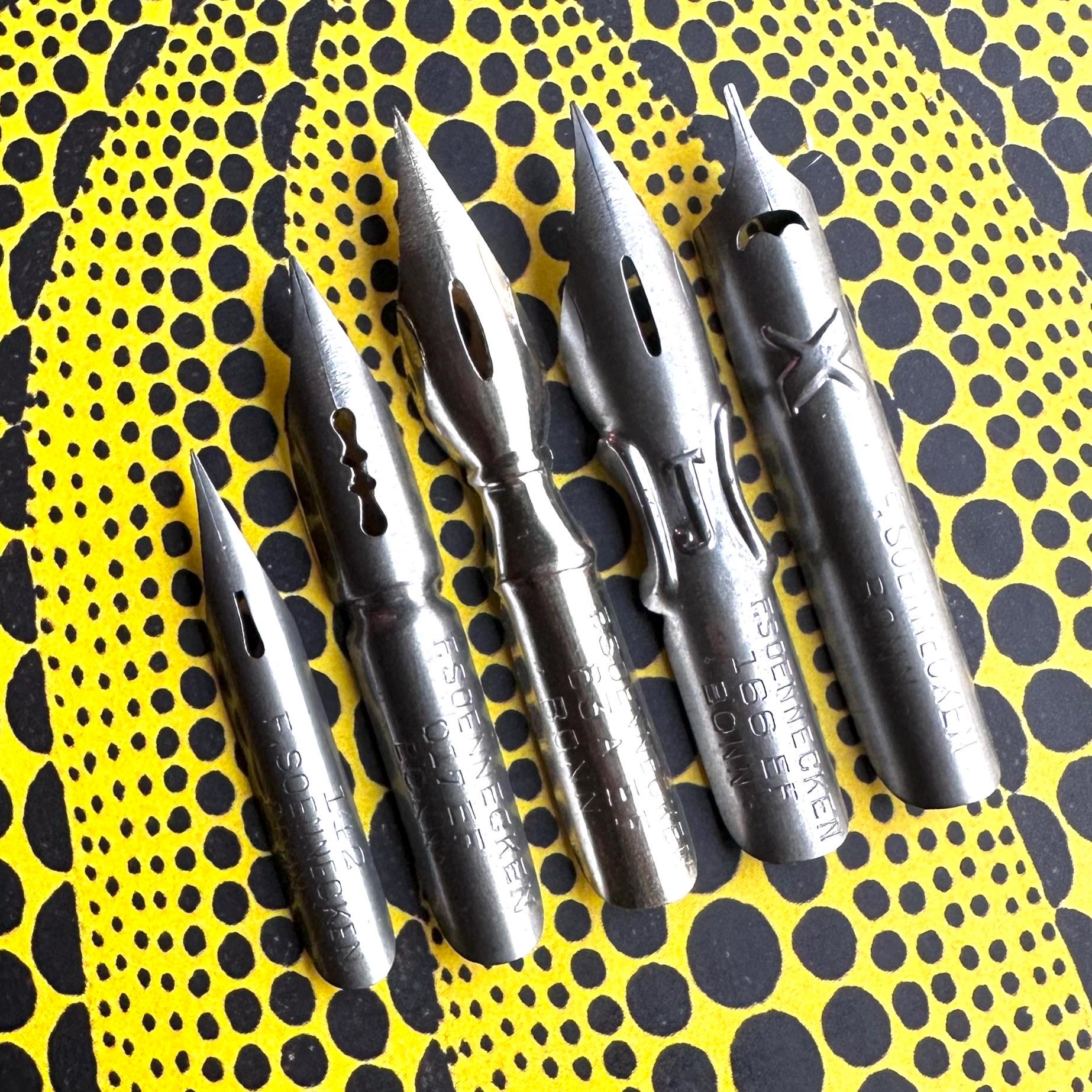 5pcs GERMAN PEN NIBS War Assortment 1940s Old Stock Points + Tips ...