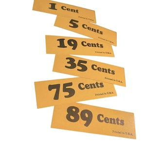 4pcs OLD PRICE TAGS 3&quot; Vintage Cardboard Display Signs Aged Manilla Mystery Mix Limited Stock