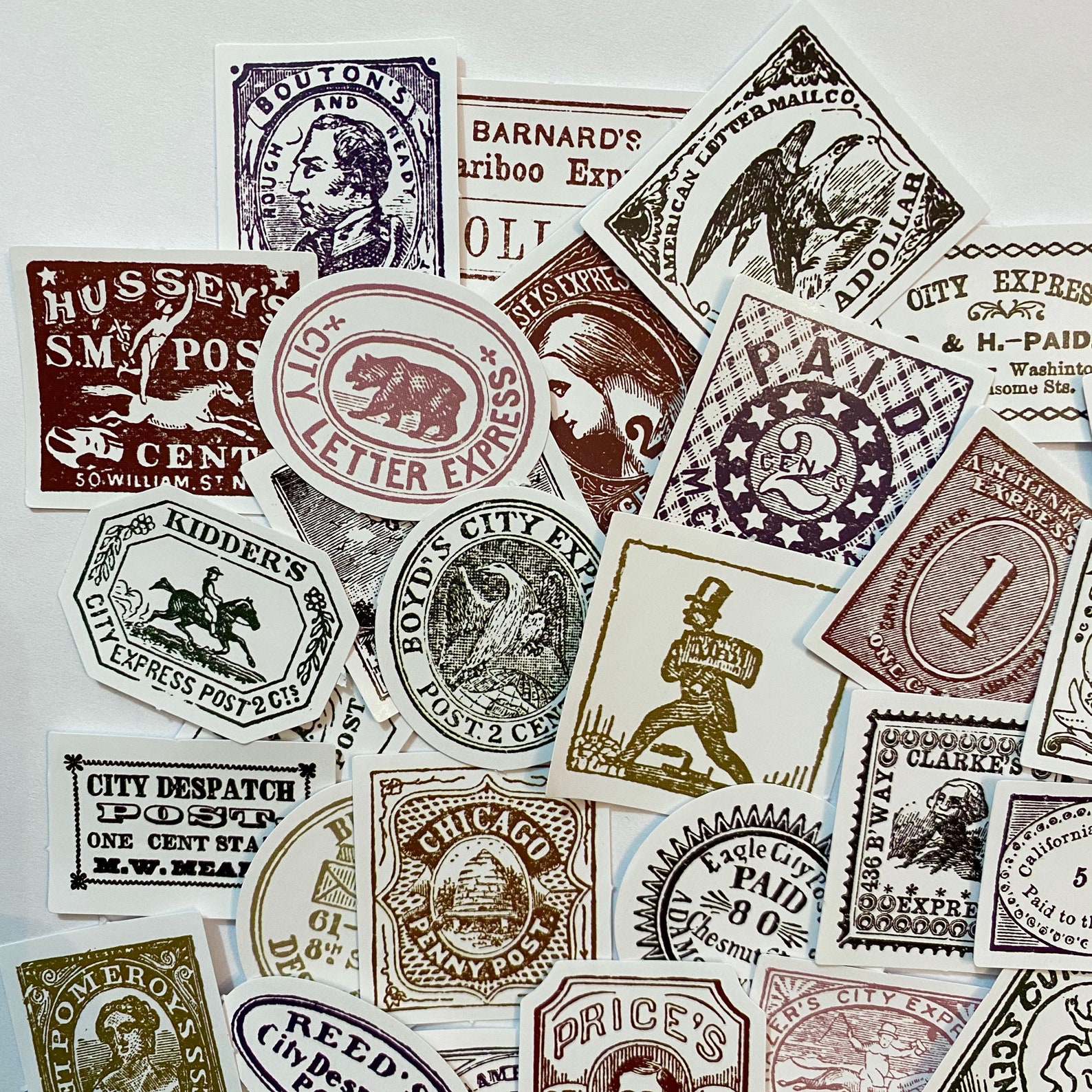 20pcs ANTIQUE STYLE POSTAGE Stickers Vintage Reproduction Etsy