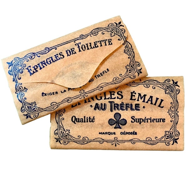 1pkg FRENCH MOURNING PINS Antique Victorian Matte Black Glass Head Pins Original Parchment Paper Single Package Very Limited Old Stock