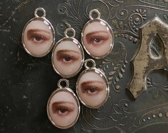 5 Lover's Eye Charms Tiny Faux Vintage Georgian Images Victorian Memorial Gaze Miniatures Shop Exclusive Lot E