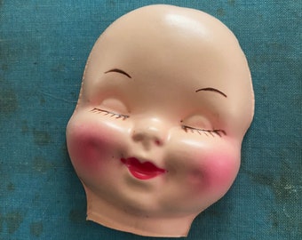 ⱽᴵᴺᵀᴬᴳᴱ 1pc DREAMING DOLL FACE 4" Vintage Plastic Doll Head Old Stock Crafting Supplies Miniature Japan