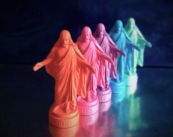 1pc MINIATURE PLASTIC JESUS 1-7/8" Vintage Pocket Statue Bright Color Small Devotional Mini Saint Catholic Decor Your Pick Limited Supply