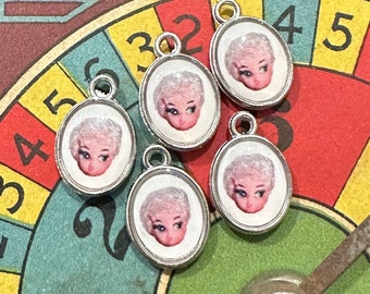 5 Blond Bubble Cut Doll Charms 5/8” Tiny Vintage Style Pendants Doris Exclusive