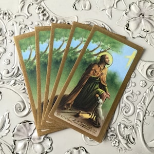 2pcs SAINT ROCH DEVOTIONS 2-3/4" Vintage Prayer Cards Miniature Italy