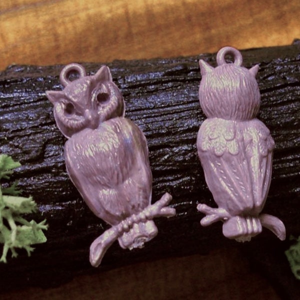 5pcs PLASTIC OWL CHARMS German Tiny Bird Pendants Jewelry Supplies Lot