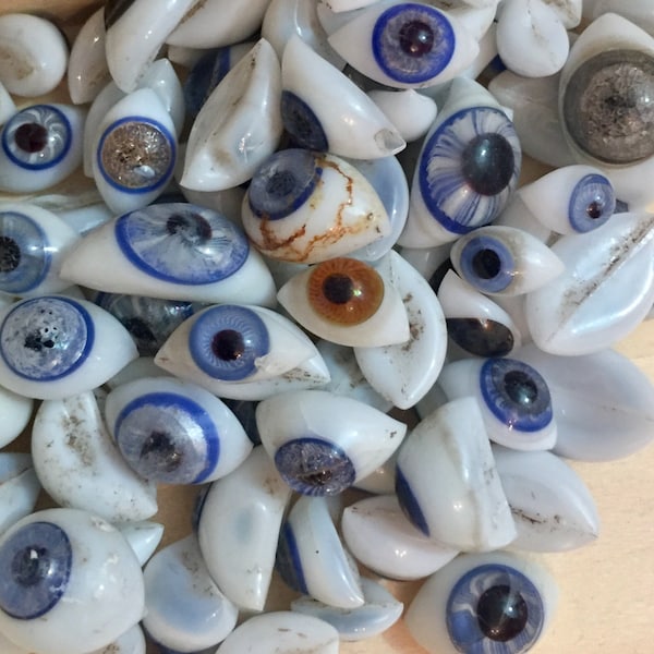 1pc ANTIQUE GLASS EYE 1890s Flawed Miniature Eyeball Tiny Freak Mistake Specimen Imperfect Germany Doll Factory Dig Pick Your Size