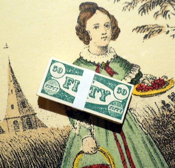 50pcs VINTAGE TINY MONEY Miniature Doll House Currency Wee Bills Eppy Co. Vending Prize Bulk Lot