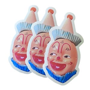 3 stücke VINTAGE CLOWN Aufkleber 5,1 cm Retro Style Stanzetiketten Lebendige Zirkus Robben Lustiges Gesicht Exklusives Design