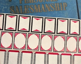 VINTAGE BLANK LABELS 1&quot; Retro Price Tags Bordered Stickers Old Store Stock Assorted Lot