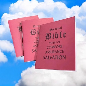 MINIATURE POCKET BIBLE 2.5&quot; Vintage Style Personal Bible Verses of Comfort Assurance Salvation Evangelist Mini Book