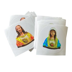6 Stück ANTIQUE JESUS STICKERS 2 "Weinlese-katholische Kreide Büste Stil Jesus Sacred Heart Jungfrau Maria Vinyl Exklusives Design Ihrer Wahl