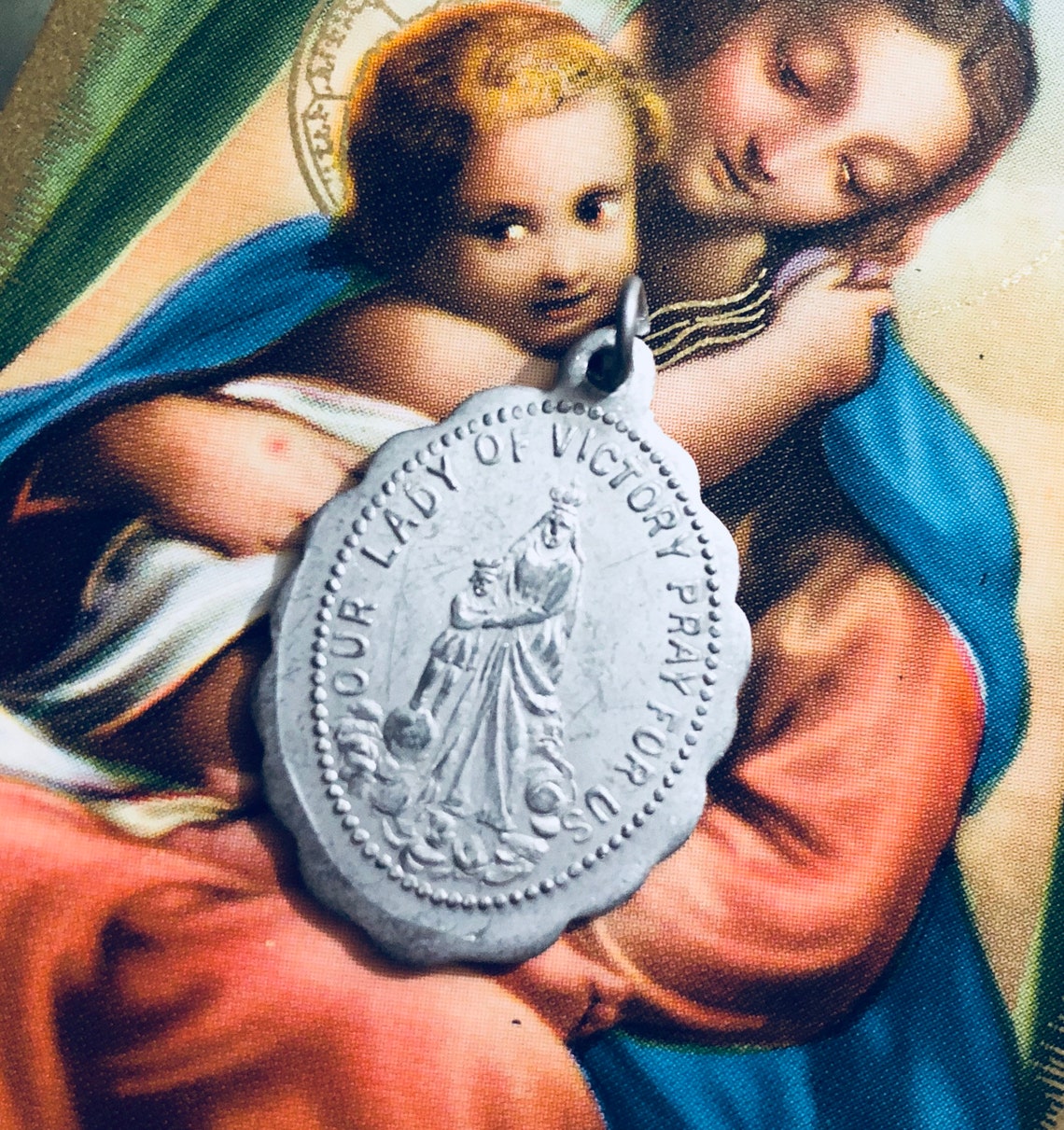 1pc LADY VICTORY MEDALLION Vintage Rare Our Lady of Victory Etsy