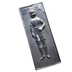 BOY EX VOTO 4-1/2&quot; Vintage Greek Tamata Religious Amulet Young Man Old Shabby Chipped Patina Plaque