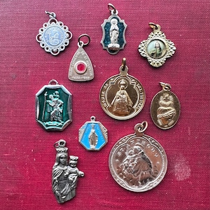 1pc VINTAGE RELIGIOUS MEDAL Old Saint Medals Catholic Medallions Devotional Jewelry Pocket Shrines Many Rare Your Choice