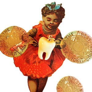 1 Dije de diente Curio 1/2" Dientes falsos pequeños Molar colgante Joyería de Halloween