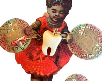 1pc TOOTH CHARM CURIO Faux Molar Pendant Dental Themed Resin Teeth Jewelry