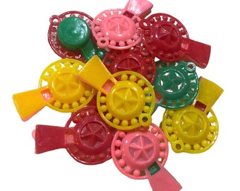 ⱽᴵᴺᵀᴬᴳᴱ 3pcs STAR WHISTLE CHARMS Vintage Plastic Whistles That Work Gum Ball Prizes Kitschy Toys Lot