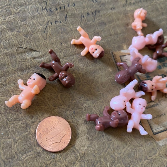 1.25 Small Plastic Baby Figurines (12 Pcs), Black Baby