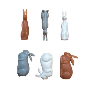 3pcs TINY RABBIT MINIATURES Vintage Easter Plastic Minis Old European Stock Choose Standing or Sitting