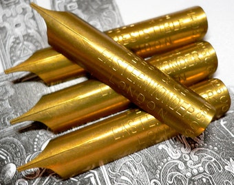 5pcs 1900s LONDON PEN NIBS Golden Antique