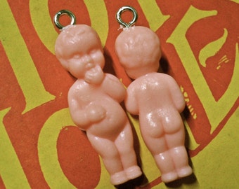 2pcs MINI BABY CHARMS Vintage German Miniature Doll Pendants