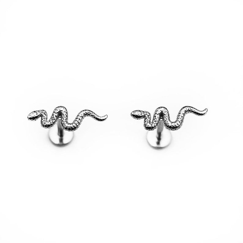 Snake Tragus, Snake Conch Earrings, Tiny Serpent Cartilage Gold Stud ...