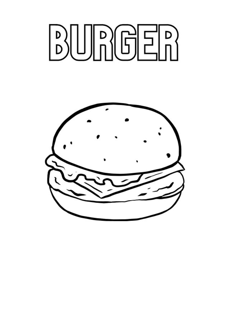 Food Coloring Pages with Names for Kids, Toddlers, Preschoolers, Adults ...