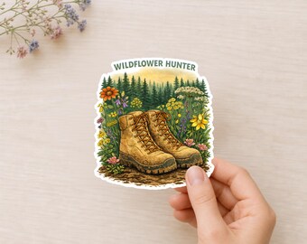 Wildflower Hunter Sticker for Hikers and Outdoor Flower Lovers