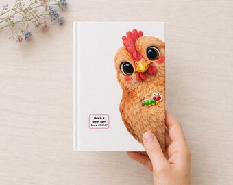 Peeking Chicken Hardcover Journal – Funny Farm Notebook with Sticker Spot
