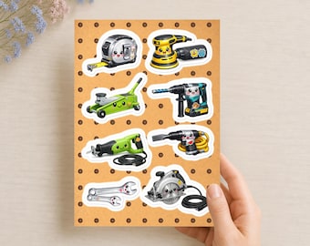 Tiny Tool Crew Sticker Sheet, Construction Planner Stickers, DIY Workshop Decals